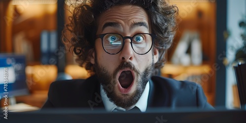 Stunned Bank Employee Reeling From Sudden System Crash and Dismaying Technical Failure in the Workplace