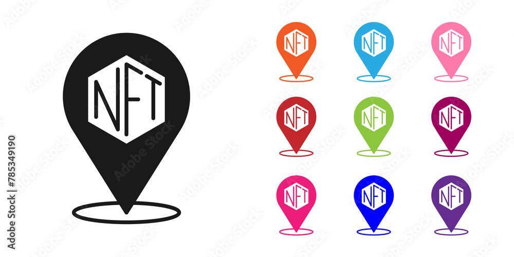 Black NFT Digital crypto art icon isolated on white background. Non fungible token. Set icons colorful. Vector Black NFT Digital crypto art icon isolated on white background. Non fungible token. Set icons colorful. Vector