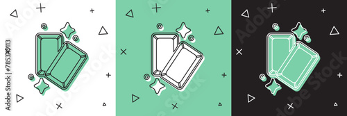 Set Gold bars icon isolated on white and green, black background. Banking business concept. Vector