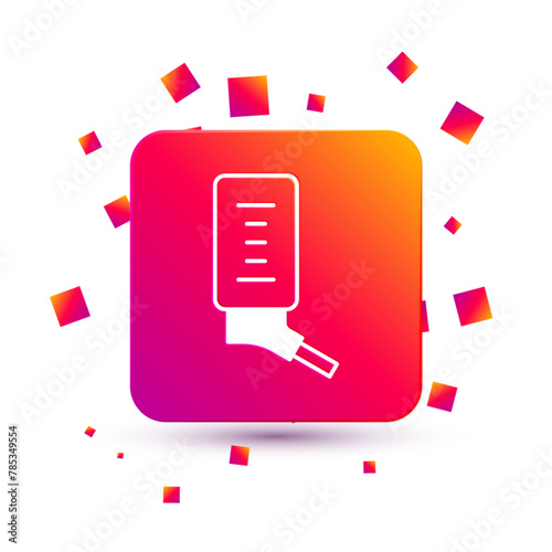 White Automatic drinker for small pets icon isolated on white background. Square color button. Vector