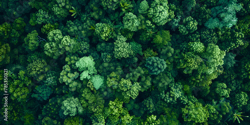 Top view of Aerial top view forest tree Rainforest ecosystem and healthy environment concept and background Texture of green tree forest view from above, Beautiful sunrise over the mountains