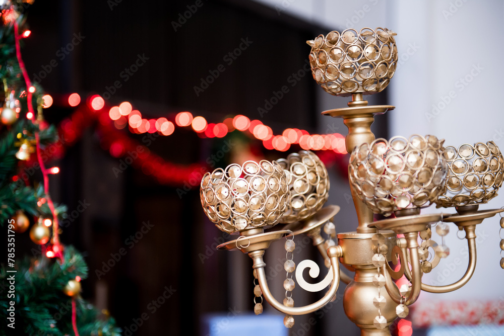 Amazing table decorations with light bokeh in background Amazing table decorations with light bokeh in background