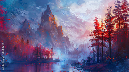 Fantasy background beautiful acrylic painting 