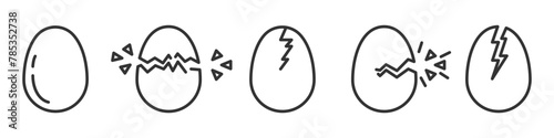 Broken eggs icon set. Cracked egg icons colleection. Vector illustration