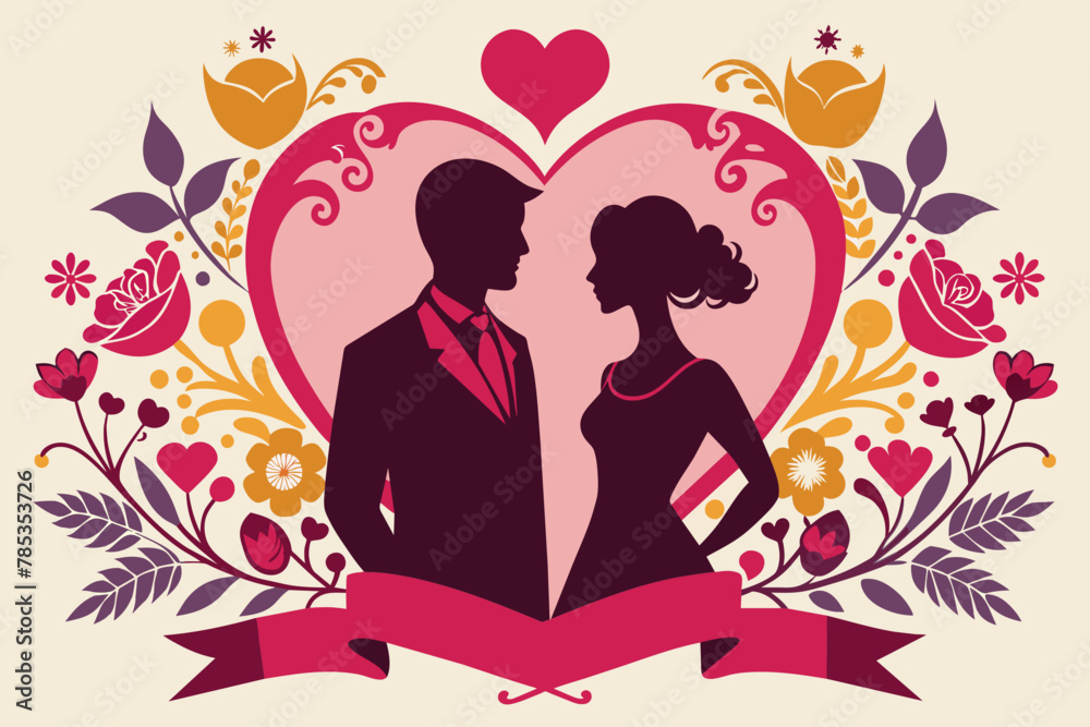 Couple silhouette design. romance icon, sign and symbol Couple silhouette design. romance icon, sign and symbol