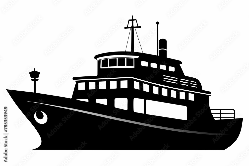 Obraz premium Shipping boat black silhouette vector 