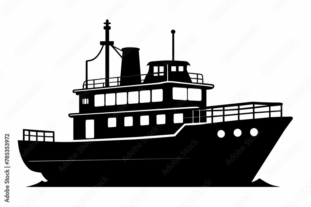 Obraz premium Shipping boat black silhouette vector 