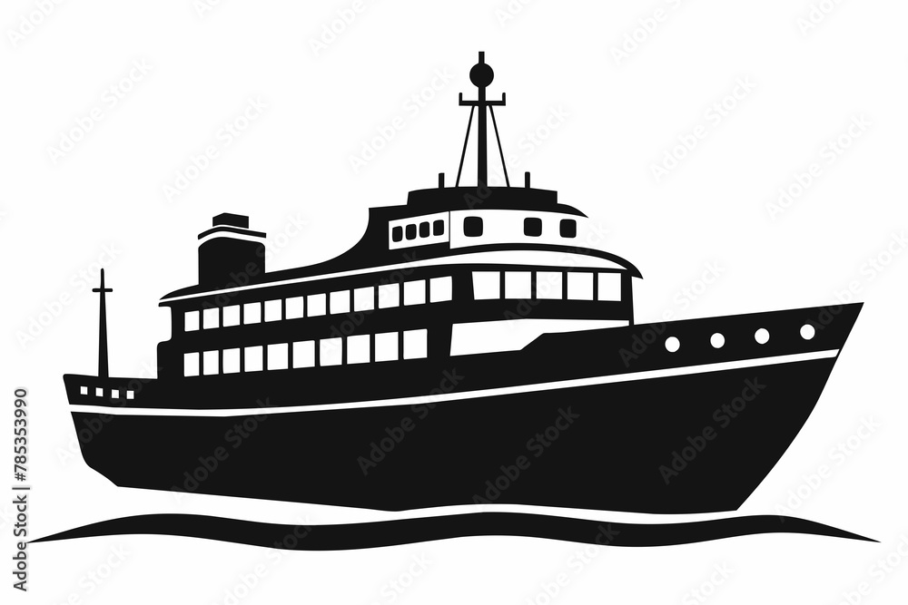 Shipping boat black silhouette vector Shipping boat black silhouette vector
