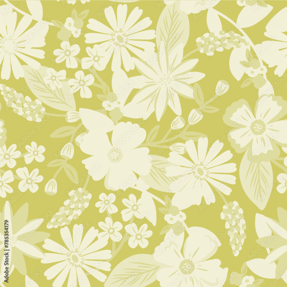 custom made wallpaper toronto digitalPattern flower floral spring blossom illustration vector fabric textile design leaf leaves