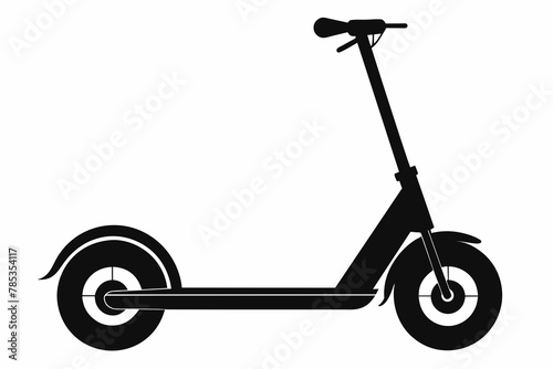 Electric scooter black silhouette vector 