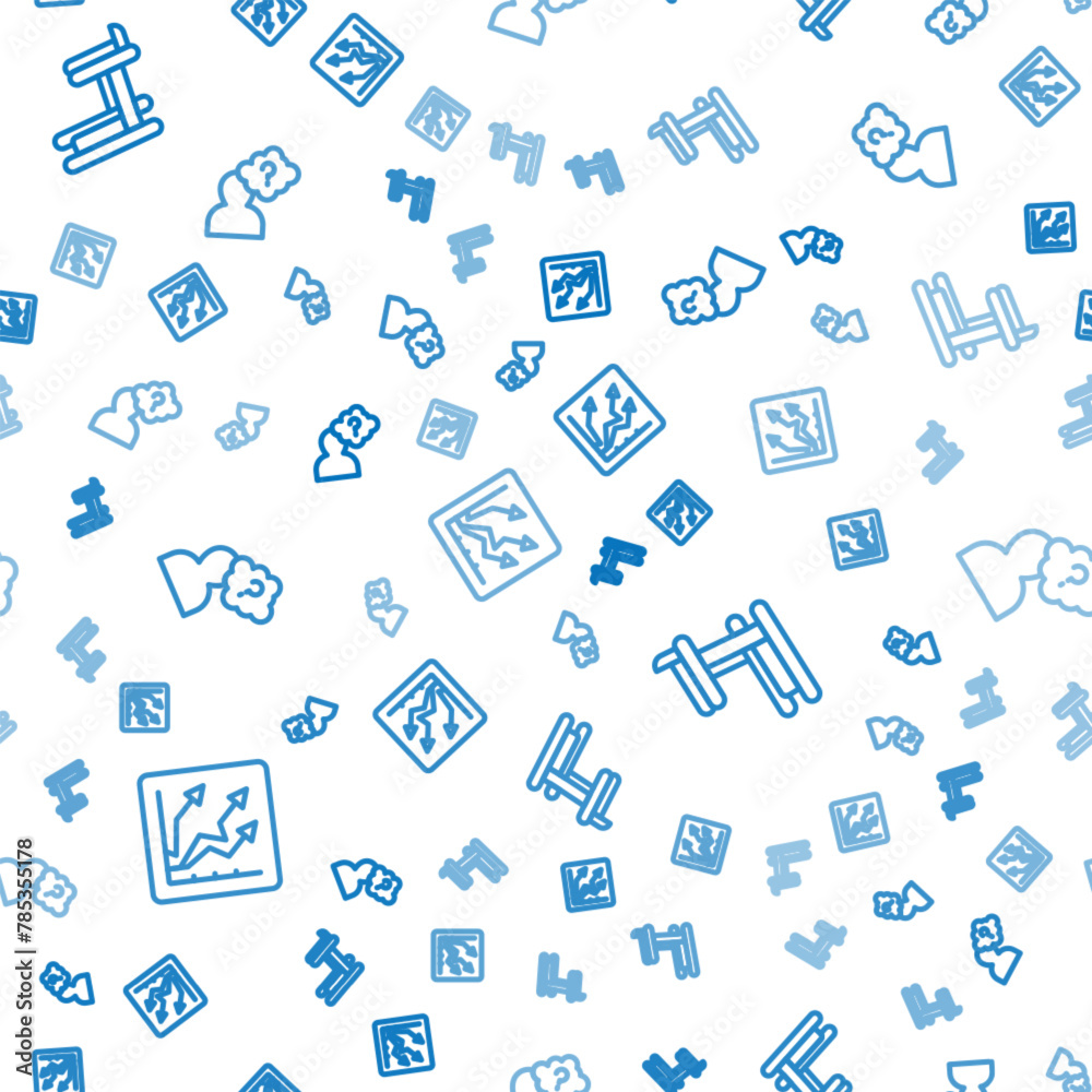 Set line Financial growth increase, Treadmill machine and Head with question mark on seamless pattern. Vector Set line Financial growth increase, Treadmill machine and Head with question mark on seamless pattern. Vector