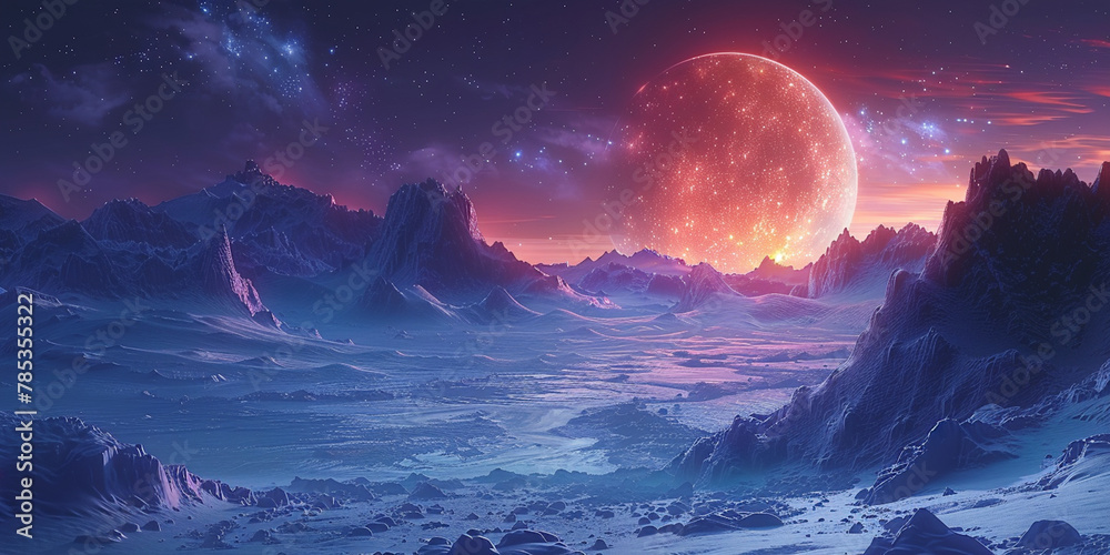 Fototapeta premium Cosmic landscape on a distant planet in space