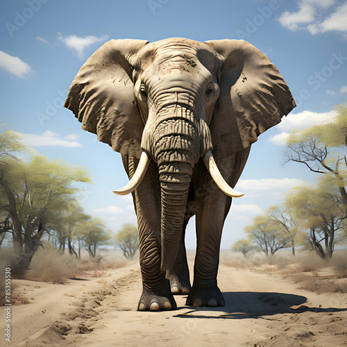 elephant walking on a dirt road in jungle