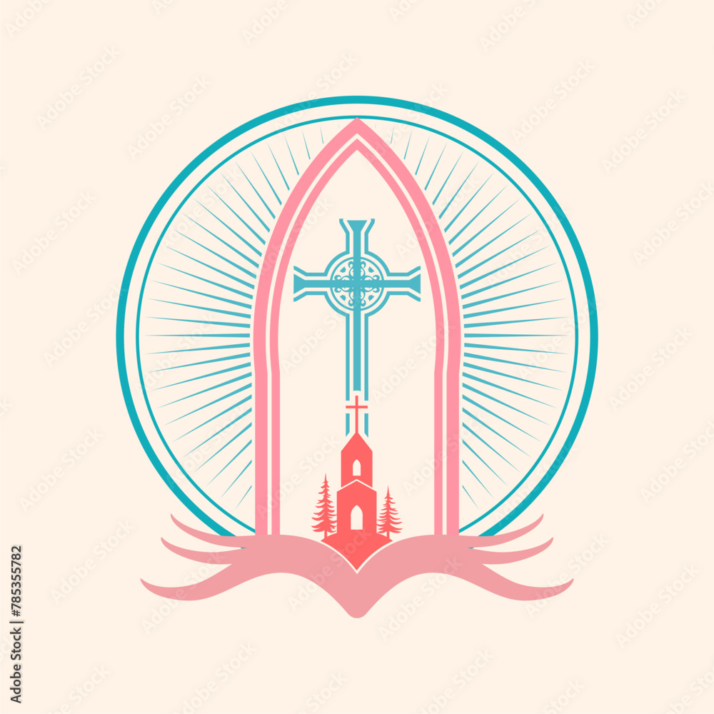 Church building emblem. Community worship unity symbol. Church building emblem. Community worship unity symbol.