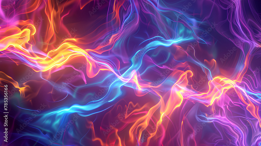 Fototapeta premium glowing with neon rainbow color fire. colorful fantasy realism. psychedelic realism