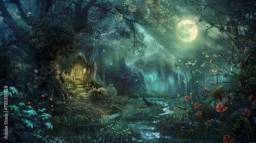 Fantasy dream world fairytale background digital art . #785356128