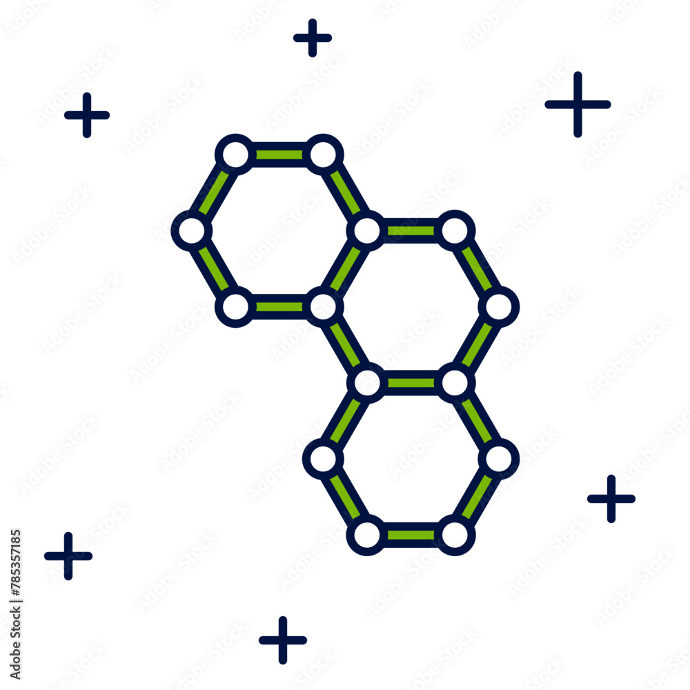 Filled outline Chemical formula icon isolated on white background. Abstract hexagon for innovation medicine, health, research and science. Vector Filled outline Chemical formula icon isolated on white background. Abstract hexagon for innovation medicine, health, research and science. Vector