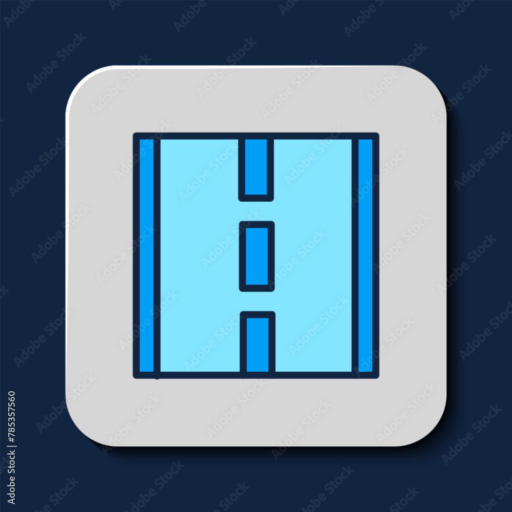 Filled outline Road icon isolated on blue background. Vector Filled outline Road icon isolated on blue background. Vector