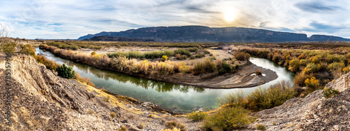 A big bend in the Rio Grande as it meander through Big Bend National Park, Texas photo