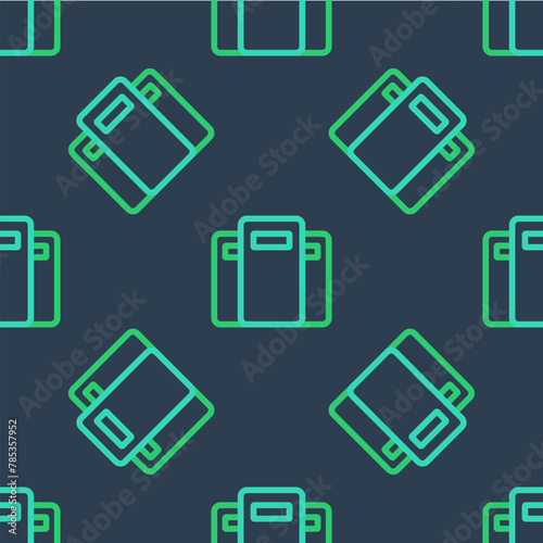 Line Police assault shield icon isolated seamless pattern on blue background. Vector