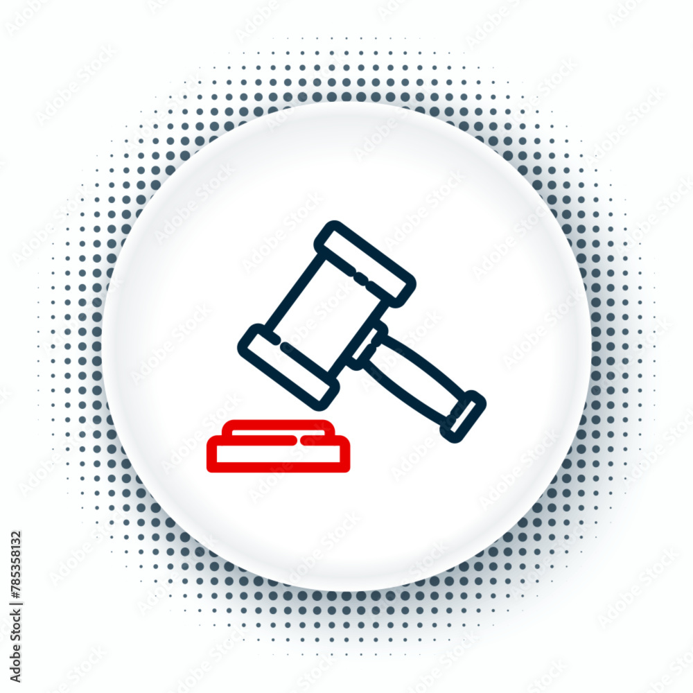 Line Judge gavel icon isolated on white background. Gavel for adjudication of sentences and bills, court, justice. Auction hammer. Colorful outline concept. Vector Line Judge gavel icon isolated on white background. Gavel for adjudication of sentences and bills, court, justice. Auction hammer. Colorful outline concept. Vector