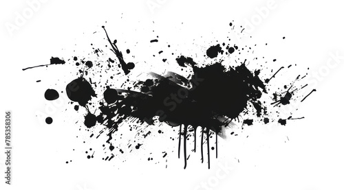 black ink splat isolated on white background