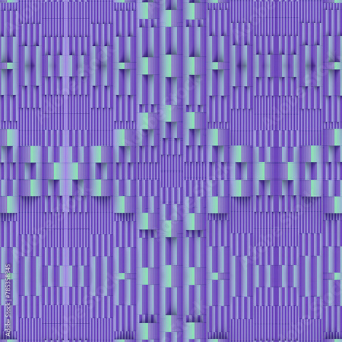 Abstract 3d rendering digital illustration of rectangles in various shades of purple