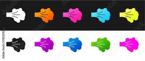 Set Paint spray icon isolated on black and white background. Vector