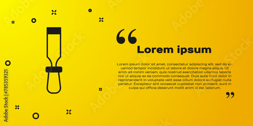Black Chisel tool for wood icon isolated on yellow background. Vector