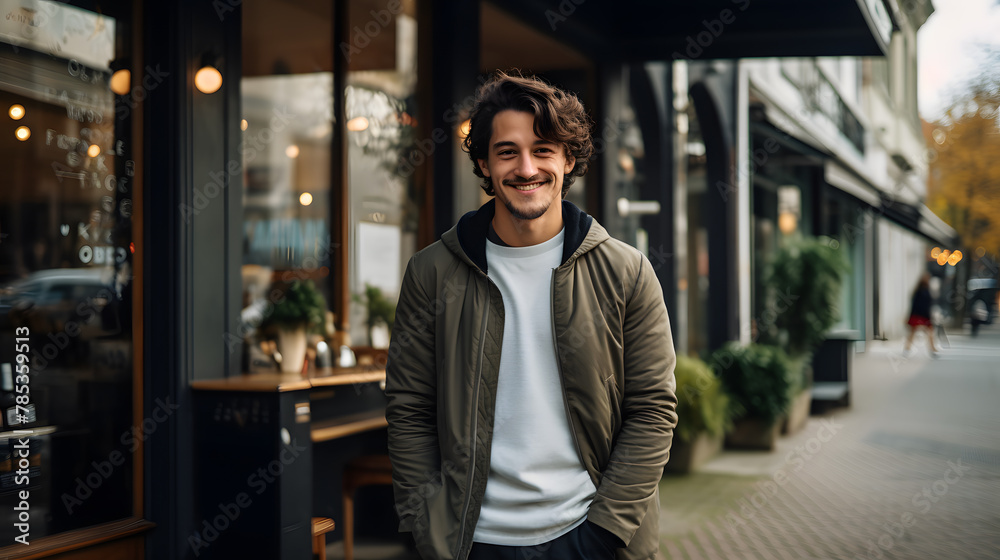 Fototapeta premium Young hispanic man smiling confident standing 