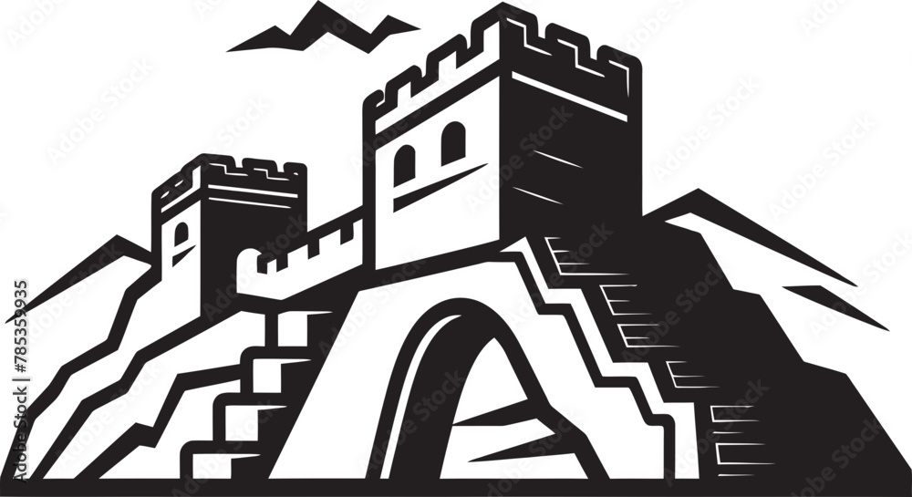 Vector Graphic Great Wall Amidst Serene Valleys