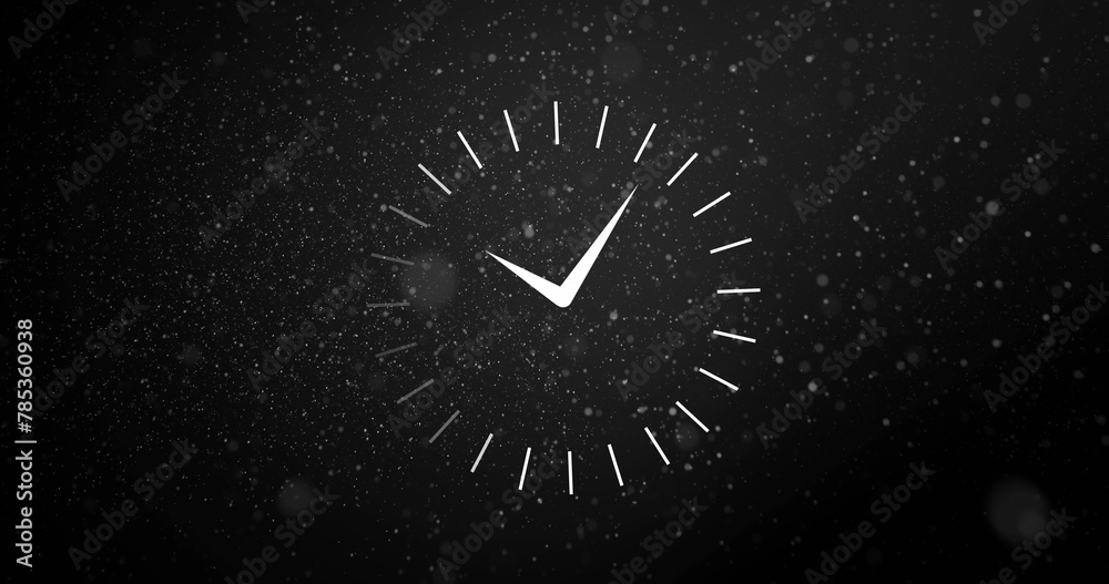 Fototapeta premium Image of clock moving over dust on black background