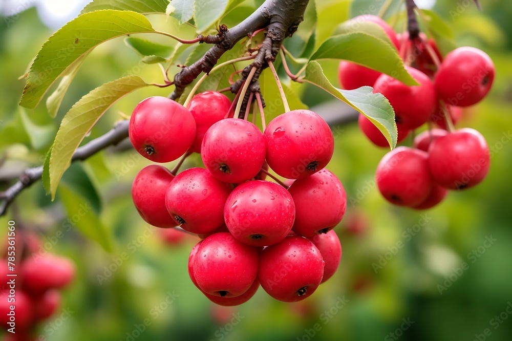 Obraz premium Crabapple hanging on a tree. Crabapple in the orchard