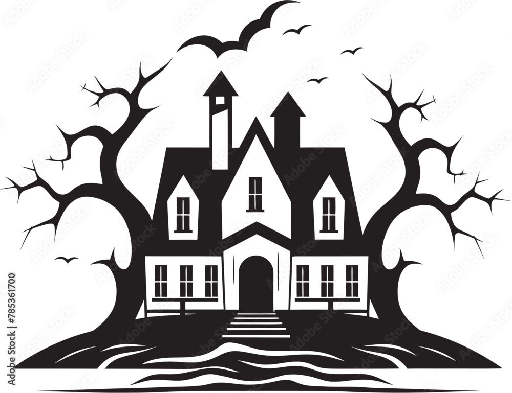 Halloween Vector Art Illustration of a Haunted House for Your Projects