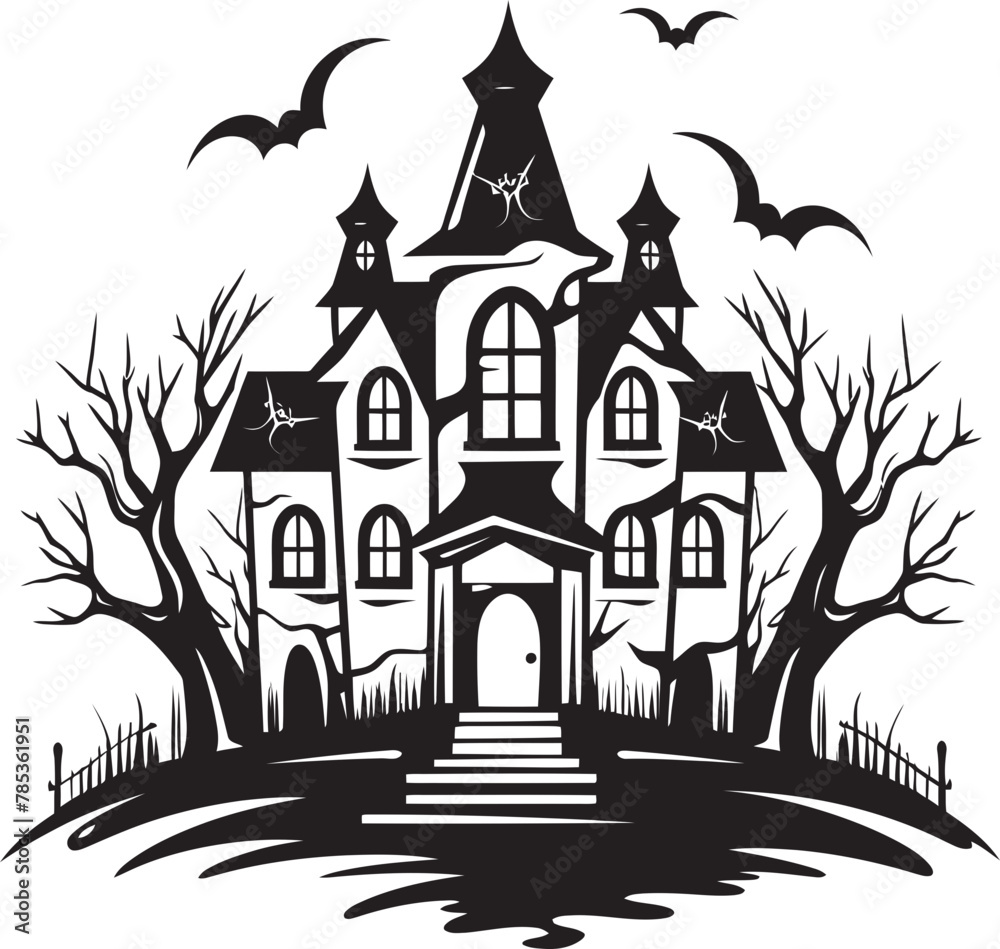 Halloween Vector Art Haunted House Illustration for Your Projects