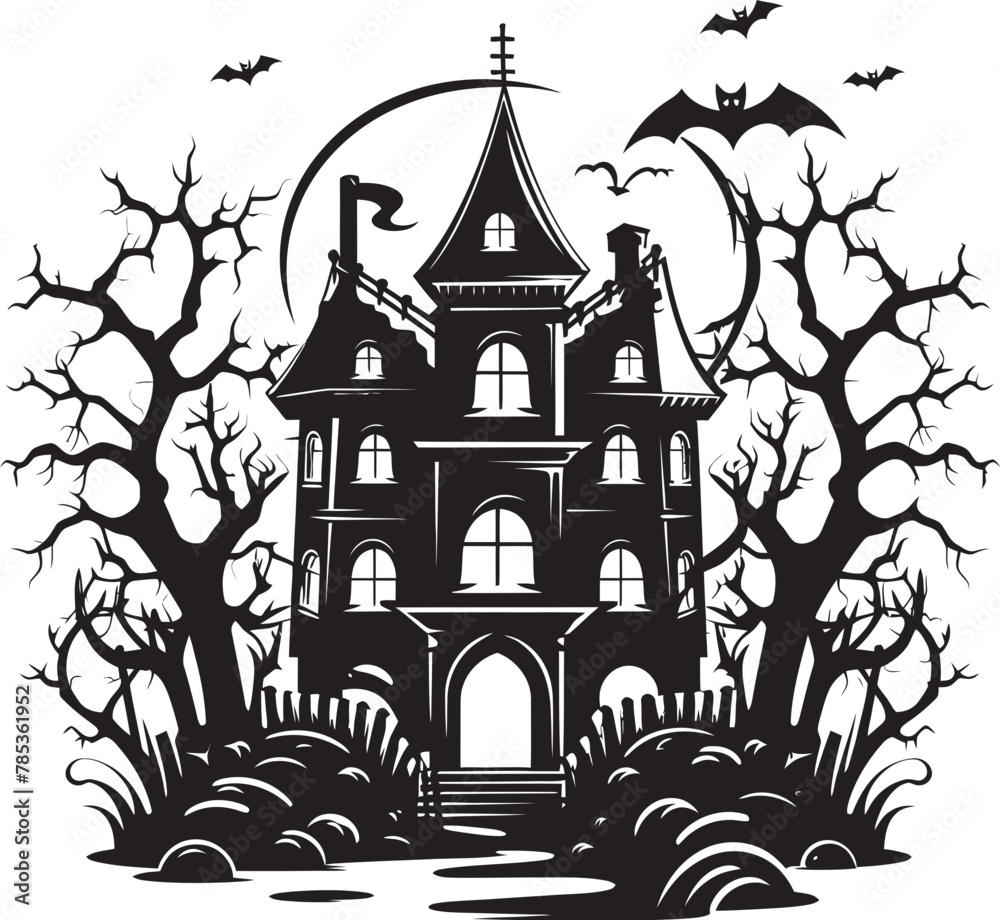 Spooky Halloween Nights Vector House Scene to Set the Mood