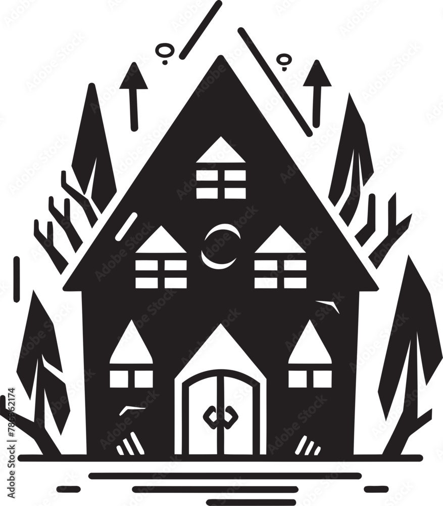 Halloween Vector Art Illustration of a Creepy House for Your Projects