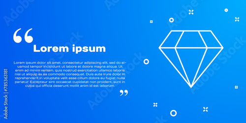 White line Diamond icon isolated on blue background. Jewelry symbol. Gem stone. Vector