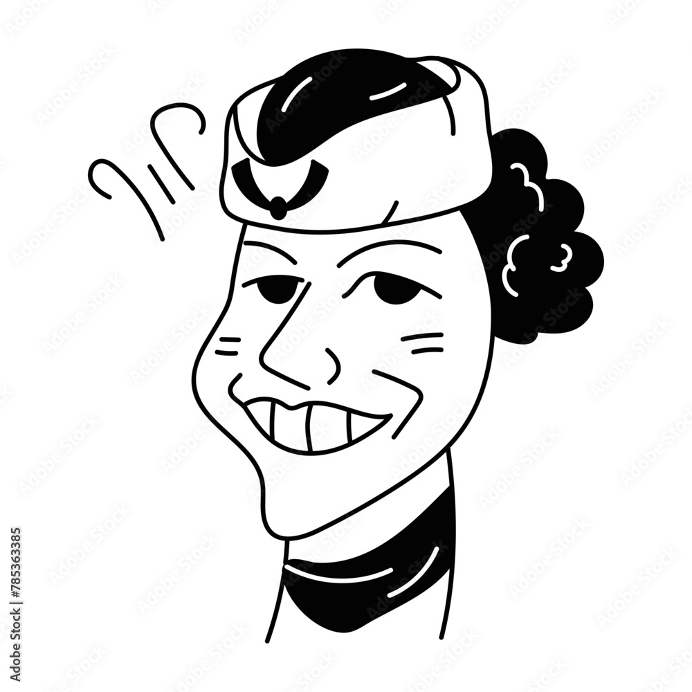 Customizable doodle avatar of an air hostess 