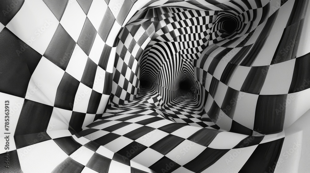 Hypnotic black and white spiral tunnel graphic, suggesting themes of ...
