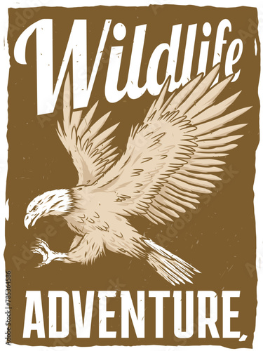 Wildlife adventure poster with eagle drawing