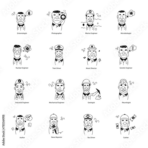 Bundle of Funny Faces Doodle Icons 

 photo