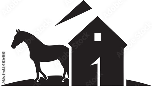 Vector Drawing of a Horse in a Rustic Barn Setting