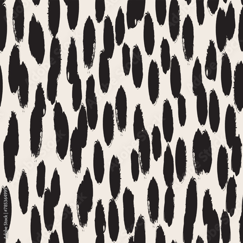 Hand Painted Black Spots Decorative seamless pattern. Repeating background. Tileable wallpaper print.