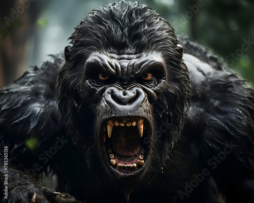 Angry gorilla in the jungle. Angry gorilla in the jungle.