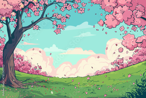 Cherry blossom. Nature background, Vector Illustration