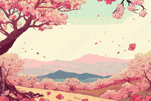 Cherry blossom. Nature background  Vector Illustration