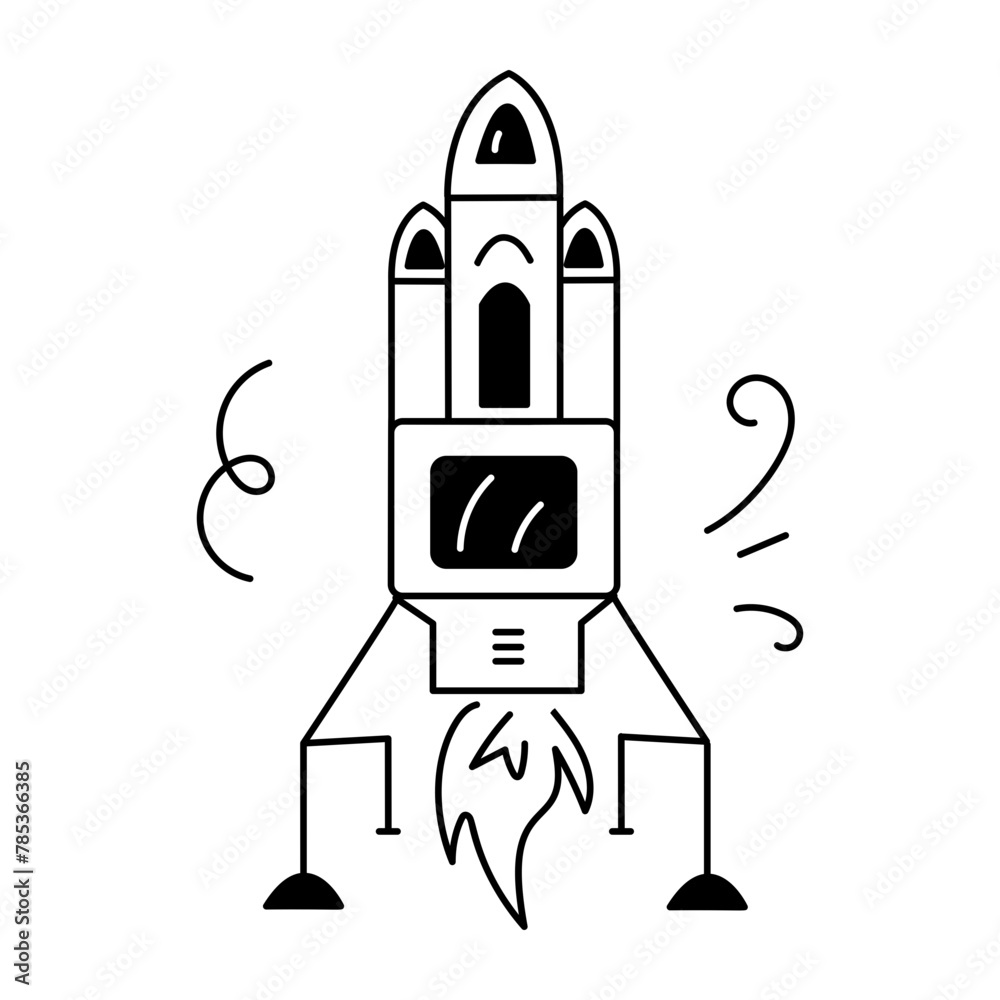 A well-designed doodle icon of rocket lander A well-designed doodle icon of rocket lander
