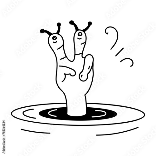 Check out doodle icon of an alien hand