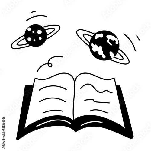 Modern glyph style icon of an astronomy book 